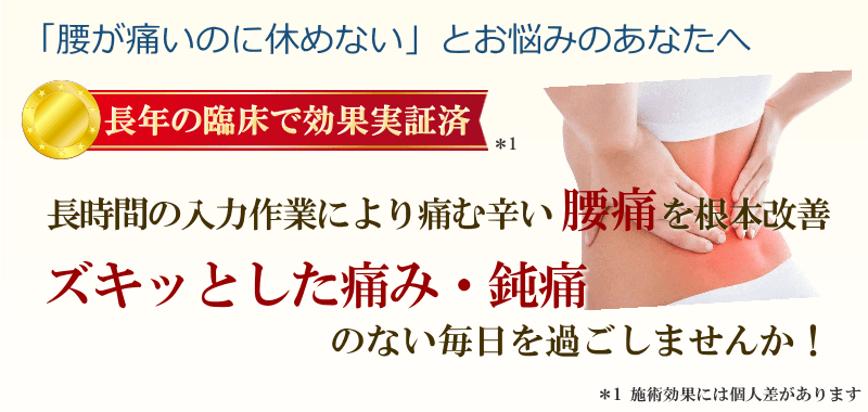 「腰が痛い…でも、休めない！」とお悩みのあなたへ